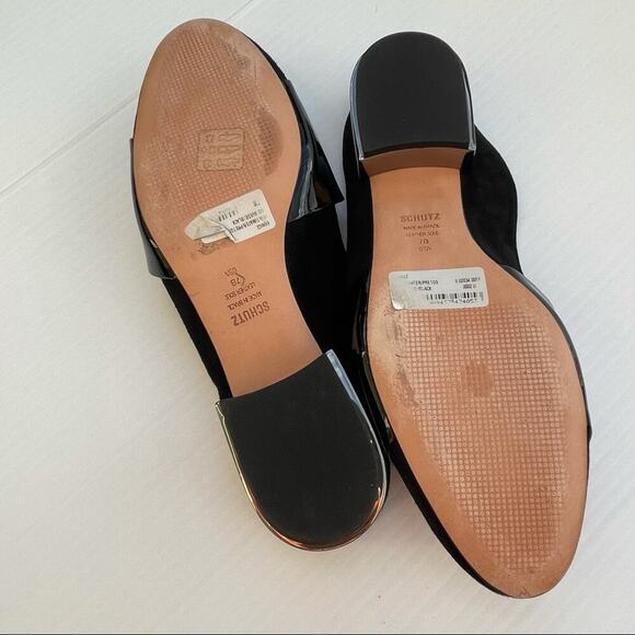 Schutz Eunice mule flat slide clog metallic heel - Picture 9 of 14